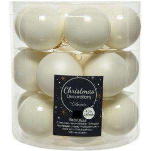 36x stuks kleine kerstballen wol wit van glas 4 cm - mat/glans - Kerstboomversiering