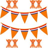 Vlaggenlijn - 2 ST - oranje - met ophangklemmen - EK/ WK voetbal slingers - Koningsdag versiering - 10 m
