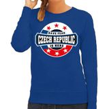 Have fear Czech republic is here sweater met sterren embleem in de kleuren van de Tsjechische vlag - blauw - dames - Tsjechie supporter / Tsjechisch elftal fan trui / EK / WK / kleding