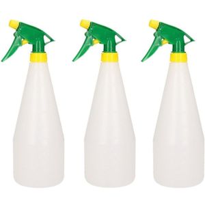 3x stuks groen/gele plantenspuiten/waterversproeiers 1 liter