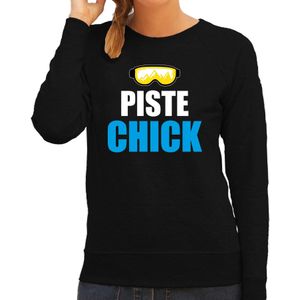 Apres ski sweater Piste Chick / sneeuw baas zwart  dames - Wintersport trui - Foute apres ski outfit/ kleding/ verkleedkleding