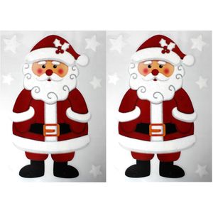 2x Kerst raamversiering raamstickers kerstman 28,5 x 40 cm - Raamversiering/raamdecoratie stickers