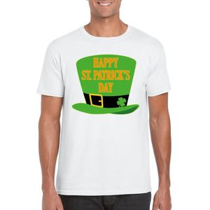 Happy St. Patricksday t-shirt wit heren - St Patrick's day kleding