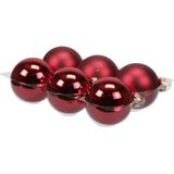 18x stuks kerstversiering kerstballen rood van glas - 8 cm - mat/glans - Kerstboomversiering