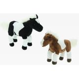 2x Pluche Paarden Knuffels met Witte Manen 26 cm In set - Paarden Knuffels