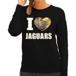 I love jaguars trui met dieren foto van een luipaard zwart voor dames - cadeau sweater luipaarden liefhebber