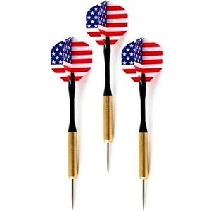 Dartpijlen set van 12x stuks met Amerikaanse/USA vlag flights - Darts sportartikelen