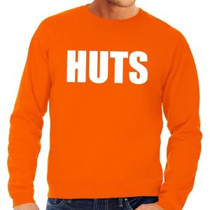 Huts fun tekst shirt - Sweater Huts voor heren - Oranje kleding