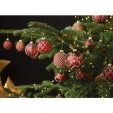 Kerstballen - 12 st - rood - glas - met goud decoratie - 6 cm