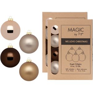 Inge Christmas Goods kerstballen - 24x st - bruin tinten - glas - 8 cm