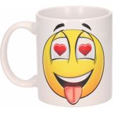 Hartjes ogen smiley mok / beker 300 ml