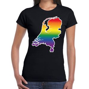 Holland/Nederland regenboog - gay pride t-shirt zwart voor dames - lgbt kleding