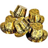10x Gouden hoeden Happy New Year - Oud en Nieuw feesthoedjes