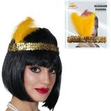 Charleston Flapper Hoofdband - 4x - met veer en glitters - goud - Dames - jaren 20/Twenties thema