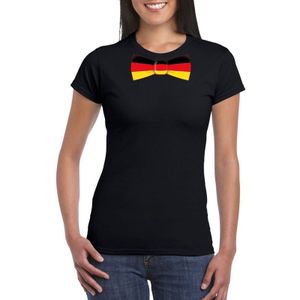 Zwart t-shirt met Duitse vlag strikje dames -  Duitsland supporter