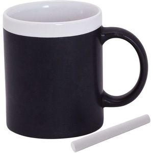 12x stuks krijtbord koffie mok in het wit - beschrijfbare koffie/thee mok/beker