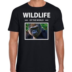 Dieren foto t-shirt Aap - zwart - heren - wildlife of the world - cadeau shirt Gorilla apen liefhebber