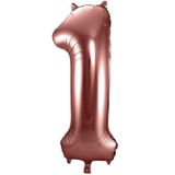 Folat folie ballonnen - Leeftijd cijfer 16 - brons - 86 cm - en 2x slingers