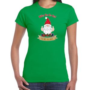 Bellatio Decorations fout kersttrui t-shirt dames - Kado Gnoom - groen - Kerst kabouter