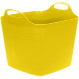 Excellent Houseware Flexibele emmer - 2x - geel - 25 liter - kunststof - vierkant - 35 x 38 cm