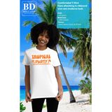 Bellatio Decorations Tropical party T-shirt dames - met glitters - wit/oranje - carnaval/themafeest