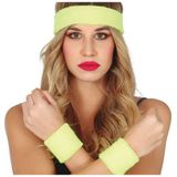 Foute 80s/90s party verkleed accessoire set - neon geel - jaren 80/90 thema feestje - 4-delig