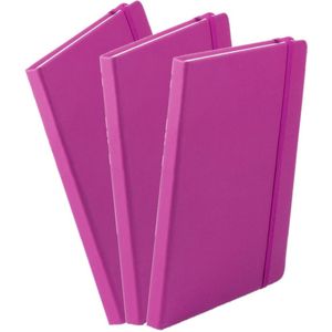 Set van 5x stuks luxe schriften/notitieboekje fuchsia roze met elastiek A5 formaat - blanco paginas - opschrijfboekjes-100 paginas