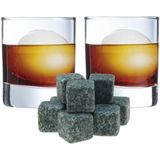 Arcoroc whiskyglazen - set 6x stuks van 310 ml - en 9x whisky ijsblokstenen - Cadeau set