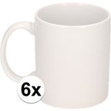 6x Onbedrukte witte mok 300 ml - blanco koffiemokken