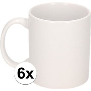 6x Onbedrukte witte mok 300 ml - blanco koffiemokken