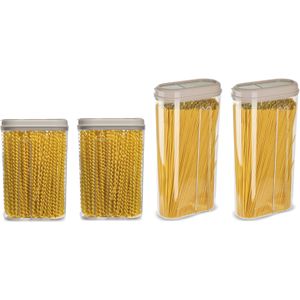 Plasticforte Voedselcontainers set - 4 stuks - beige - 2350/1500ml - kunststof - voorraadpot