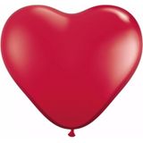 50x Hartjes ballonnen rood - Valentijn/bruiloft thema ballonnen