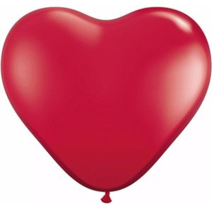 50x Hartjes ballonnen rood - Valentijn/bruiloft thema ballonnen