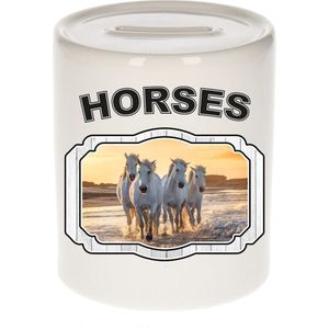 Dieren liefhebber wit paard spaarpot  9 cm jongens en meisjes - keramiek - Cadeau spaarpotten paarden liefhebber