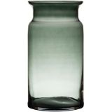 Grijze/transparante stijlvolle melkbus vaas/vazen van glas 29 cm - Bloemen/boeketten vaas voor binnen gebruik