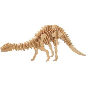 Houten dieren 3D puzzel apatosaurus/langnek dinosaurus - Speelgoed bouwpakket 38,2 x 9 x 28,5 cm.