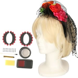 Verkleed setje Day of the Dead - sugar skull schmink en diadeem - Halloween/Carnaval accessoires