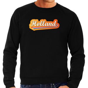 Zwarte fan sweater voor heren - Holland met Nederlandse wimpel - Nederland supporter - EK/ WK trui / outfit