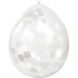 8x Transparante ballon witte confetti 30 cm - Bruiloft/huwelijk decoratie