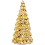 2x stuks led kaarsen kerstboom kaarsen goud H15 cm en H19 cm - Kerstversiering