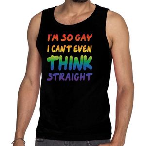 I'm so gay i can't even think straight  tanktop/mouwloos shirt  - zwart regenboog singlet voor heren - gay pride