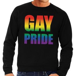 Gay pride regenboog sweater zwart -  homo sweater voor heren - gay pride