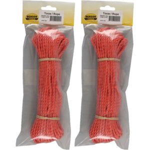 2x stuks touw oranje -  25  meter x  4mm streng touw - hobbytouw