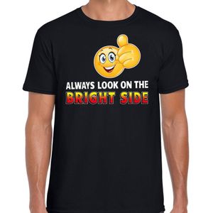 Funny emoticon t-shirt Always look on the bright side zwart voor heren - Fun / cadeau shirt