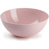Salade serveer schaal - roze - kunststof - Dia 25 cm - inclusief sla couvert/bestek