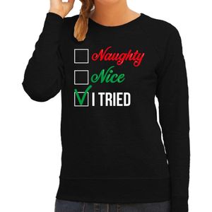 Naughty nice foute Kersttrui - zwart - dames - Kerstsweaters / Kerst outfit XS