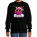 Foute kersttrui / sweater Christmas party coole stoere kerstbal - zwart voor meisjes - kerstkleding / christmas outfit