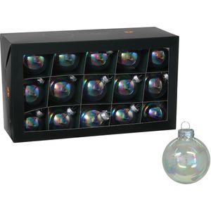 Othmar Decorations kerstballen 36x - transparant parelmoer -glas -6 cm