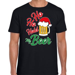 Ho ho hold my beer fout Kerstshirt / Kerst t-shirt zwart voor heren - Kerstkleding / Christmas outfit