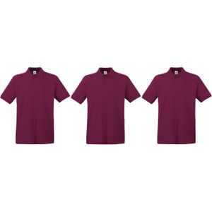 3-Pack maat 3XL grote maat bordeaux rood polo shirt premium van katoen voor heren 3XL - Polo t-shirts voor heren